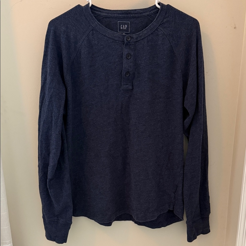 GAP Men's Navy Long Sleeve Henley Shirt